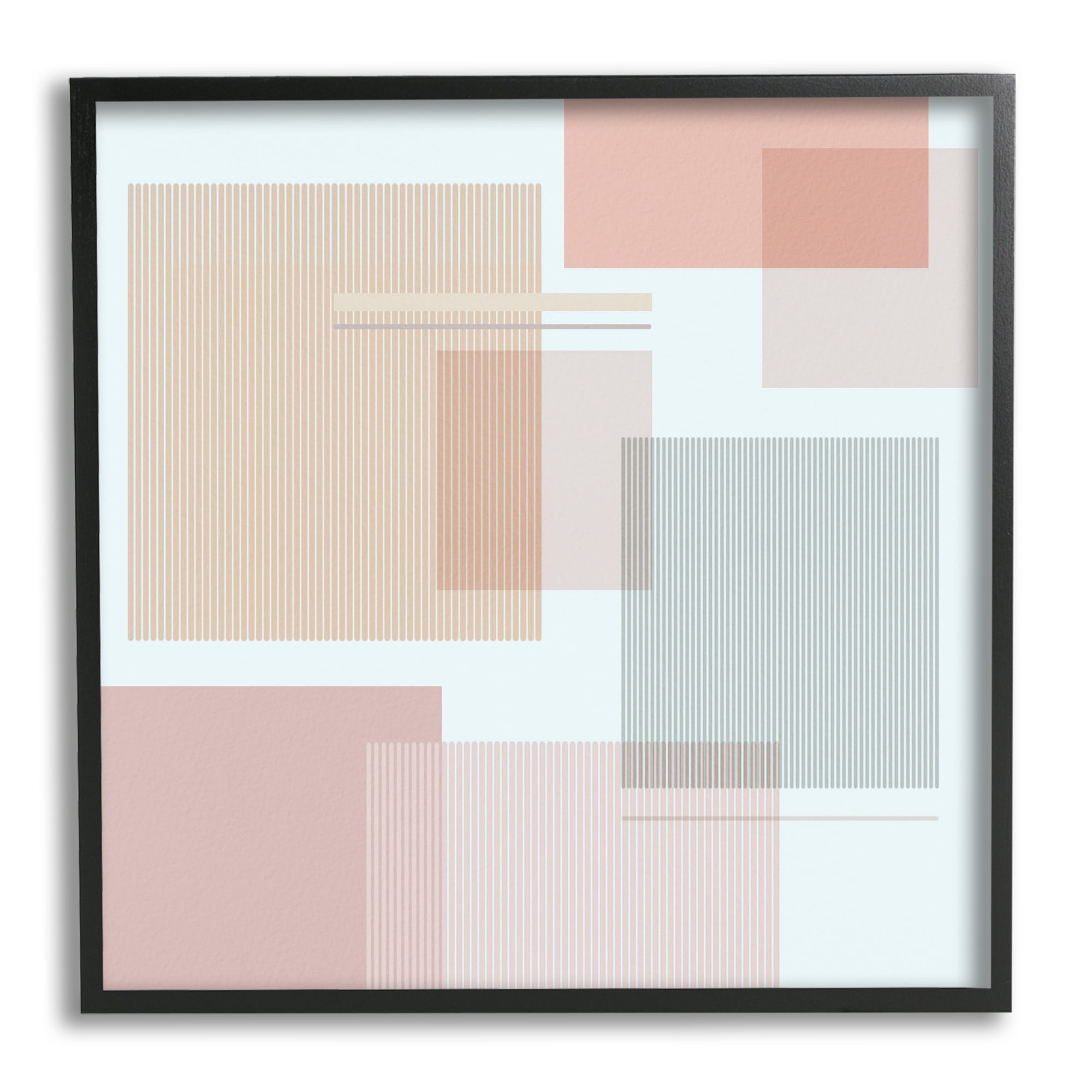 Stupell Indtries Abstract Patterned Squares Indtrial Geometric Shapes Pink Grey,24 x 24,Design by Melissa Wang