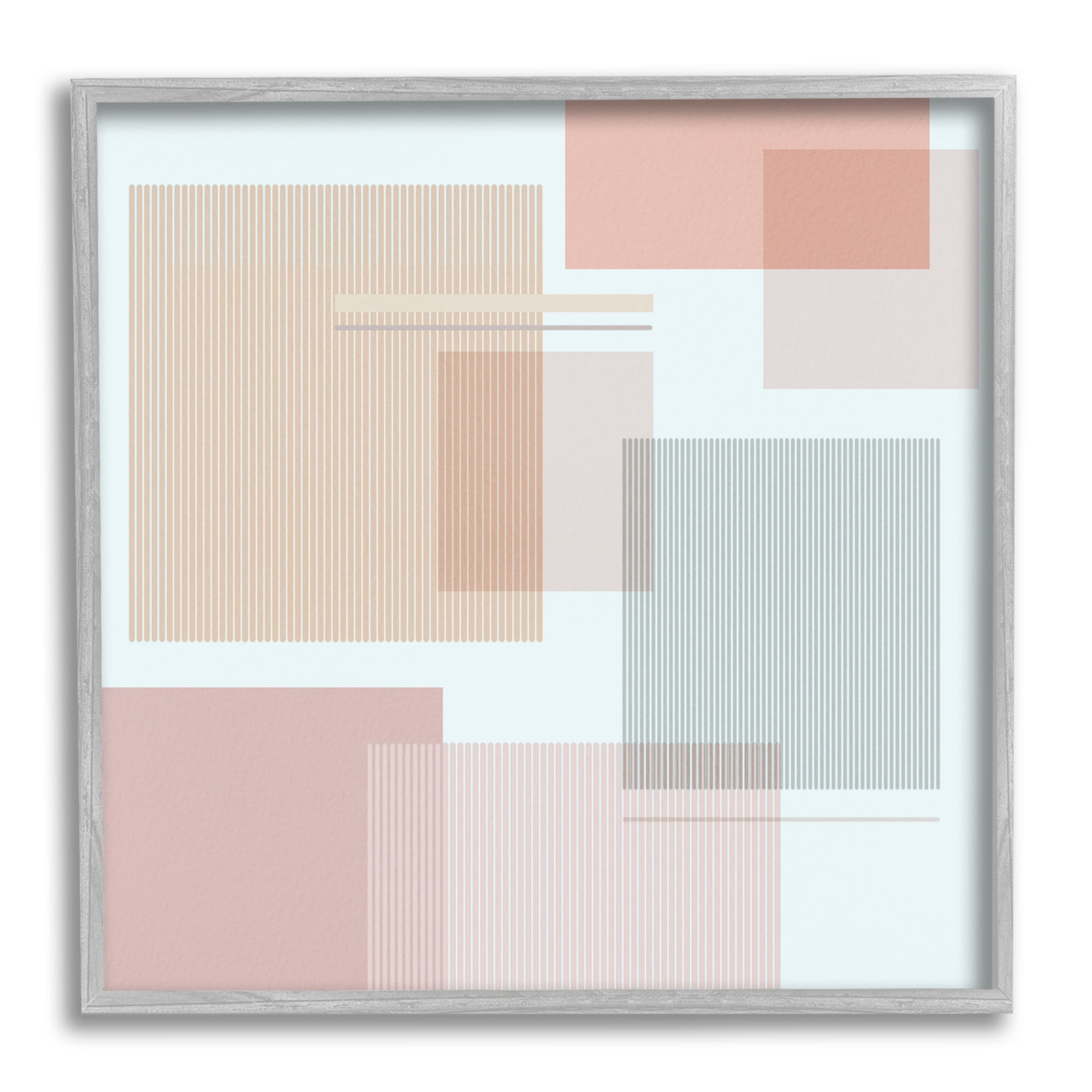 Stupell Indtries Abstract Patterned Squares Indtrial Geometric Shapes Pink Grey,24 x 24,Design by Melissa Wang