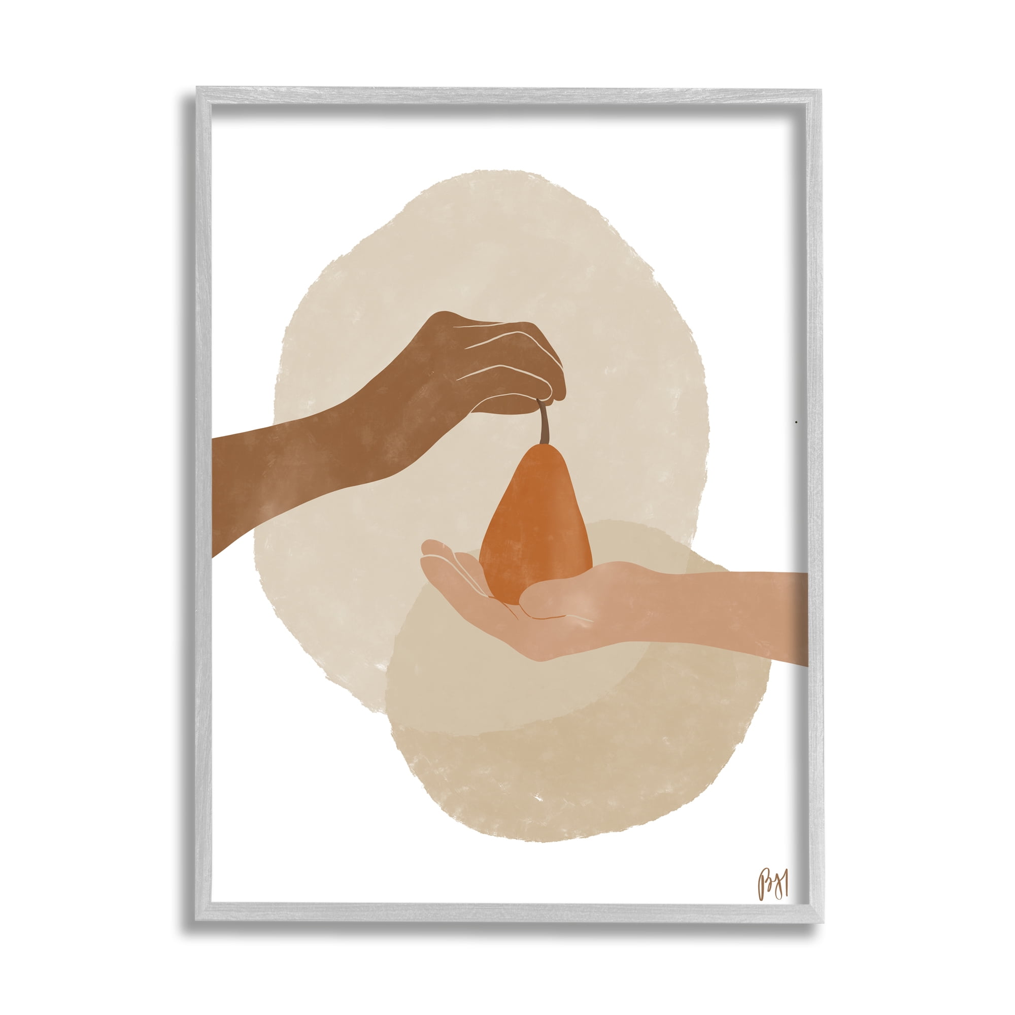 Stupell Indtries Abstract Pear Offering Reaching Hands Earth Tones,16 x 20,Design by Birch&Ink