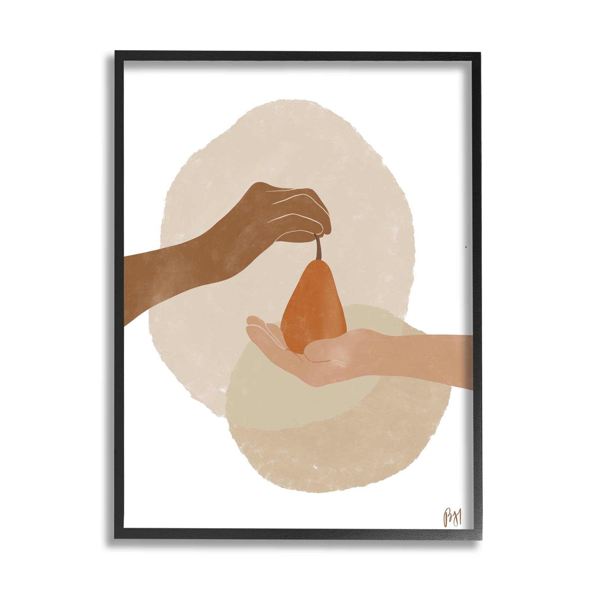 Stupell Indtries Abstract Pear Offering Reaching Hands Earth Tones,24 x 30,Design by Birch&Ink