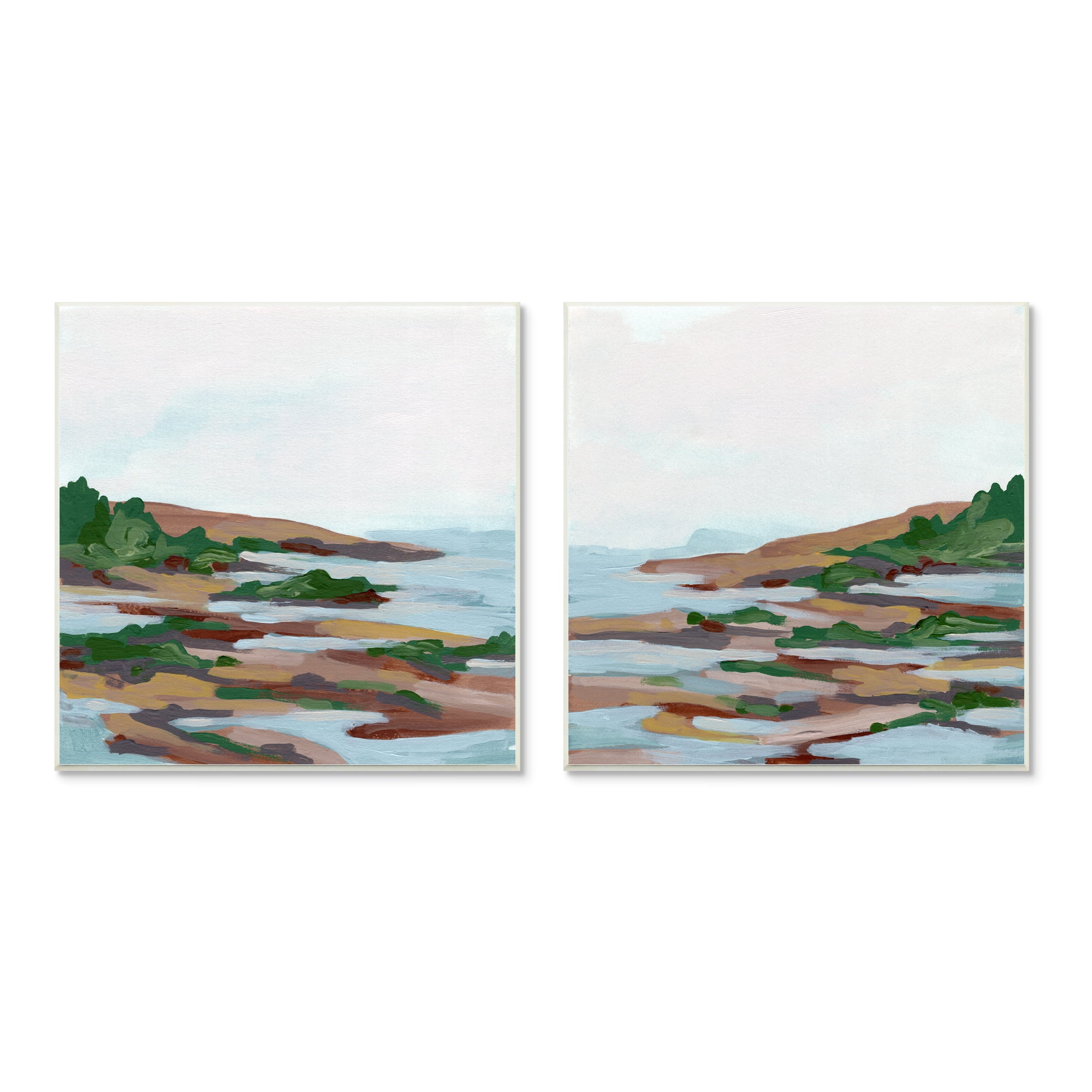 Stupell Indtries Abstract Quaint Forest Beach Green Blue Brown,12 x 12,Design by June Erica Vess