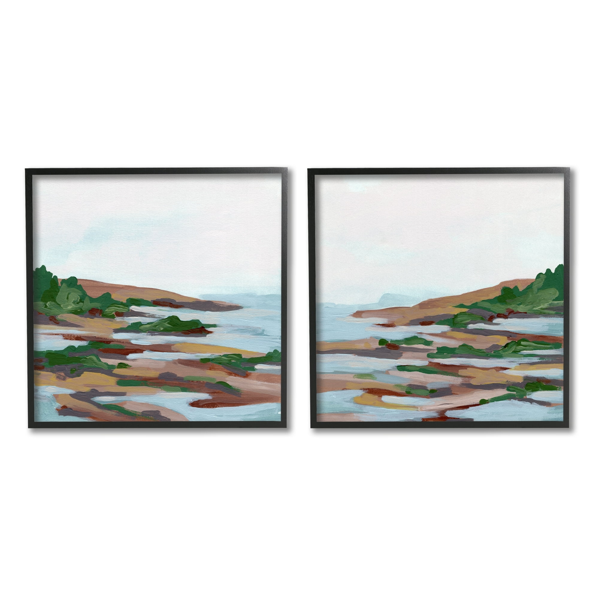 Stupell Indtries Abstract Quaint Forest Beach Green Blue Brown,12 x 12,Design by June Erica Vess