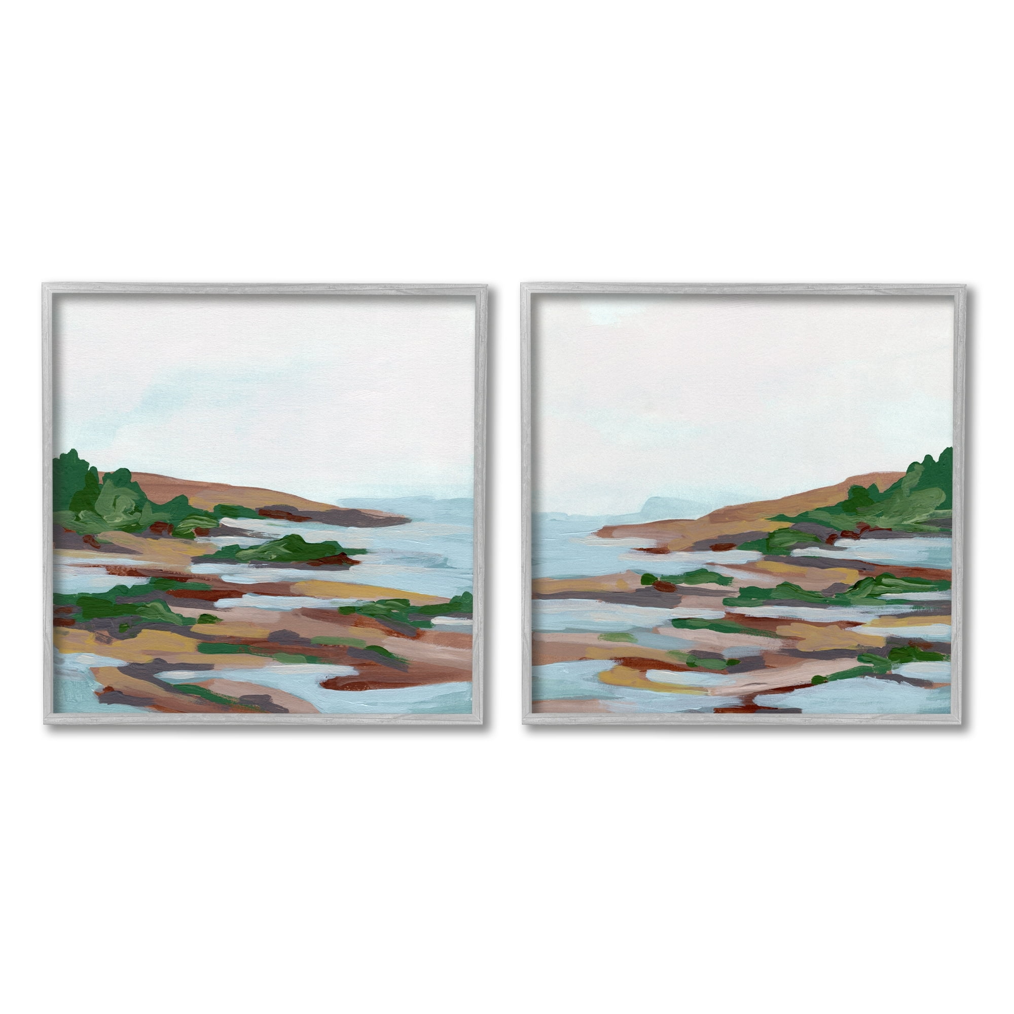 Stupell Indtries Abstract Quaint Forest Beach Green Blue Brown,24 x 24,Design by June Erica Vess