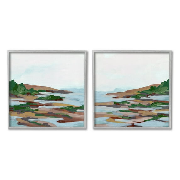 Stupell Indtries Abstract Quaint Forest Beach Green Blue Brown,24 x 24,Design by June Erica Vess