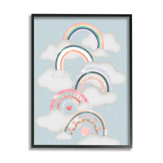 Stupell Indtries Abstract Rainbows and Hearts Playing in Clouds,11 x 14,Design by Ziwei Li