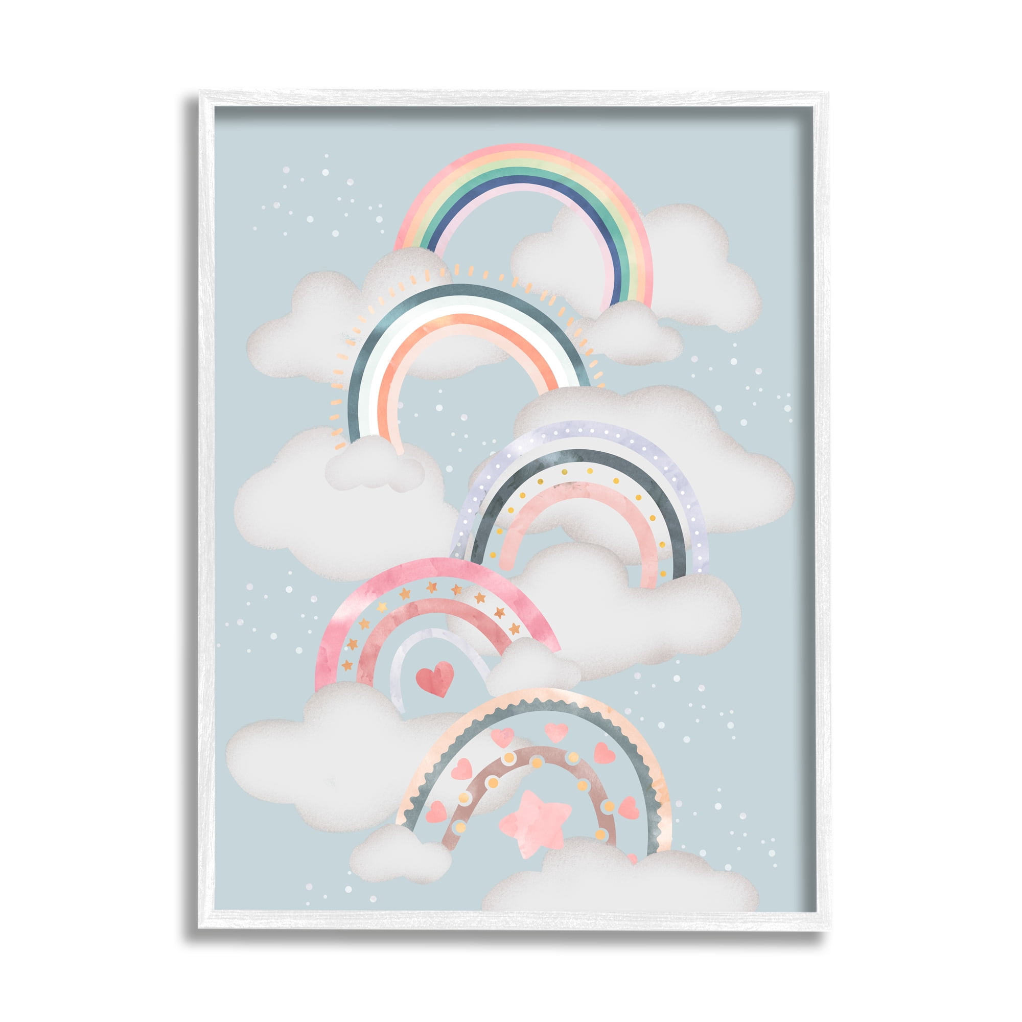 Stupell Indtries Abstract Rainbows and Hearts Playing in Clouds,11 x 14,Design by Ziwei Li