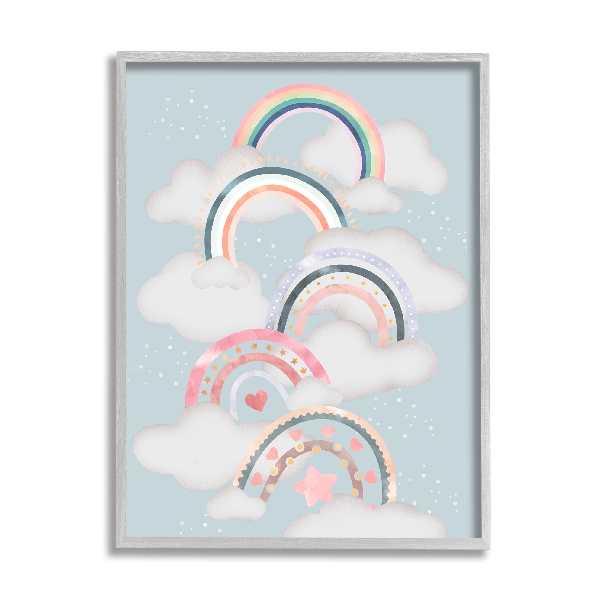Stupell Indtries Abstract Rainbows and Hearts Playing in Clouds,16 x 20,Design by Ziwei Li