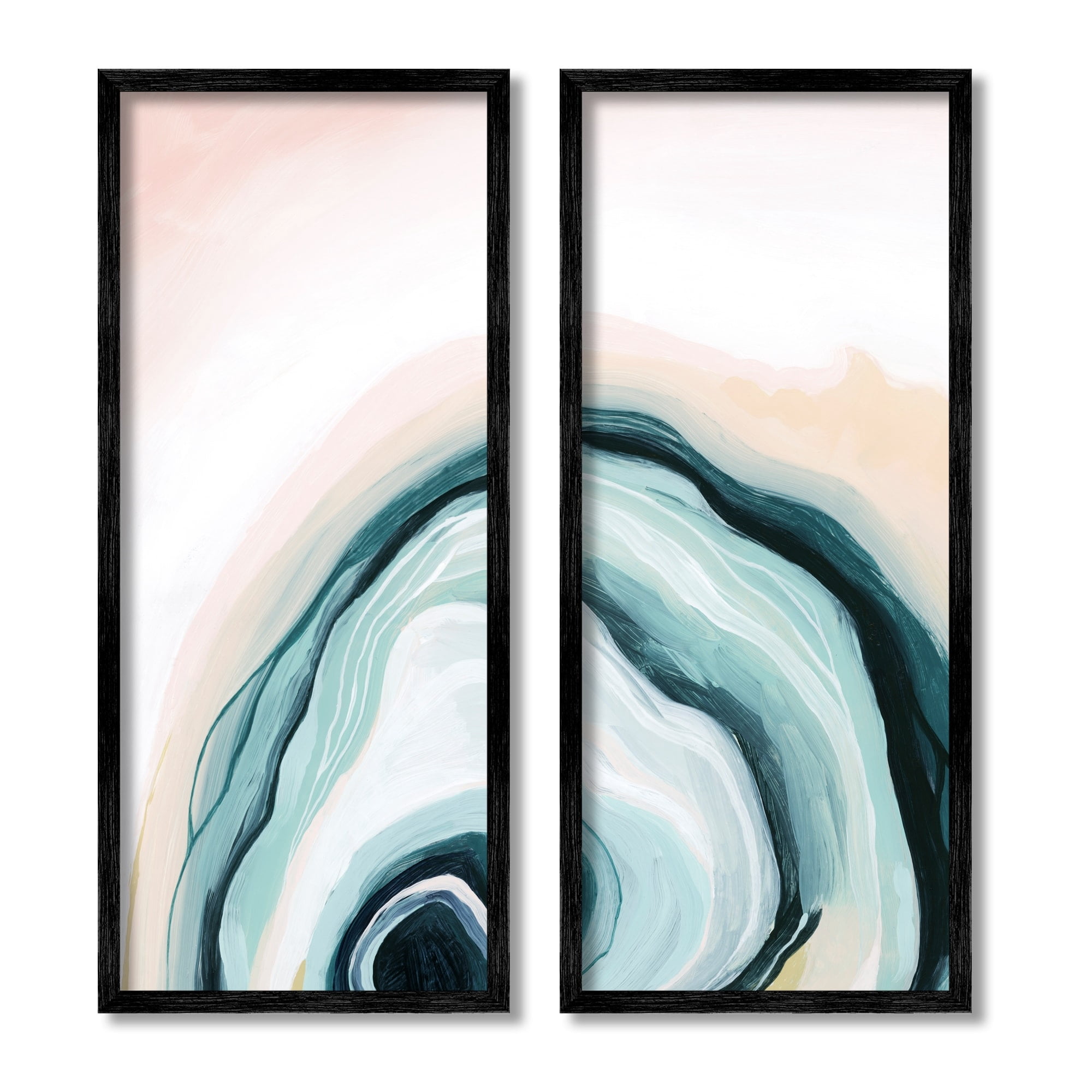 Stupell Indtries Abstract Seashell Interior Round Curves Blue Beige,10 x 24,Design by Grace Popp
