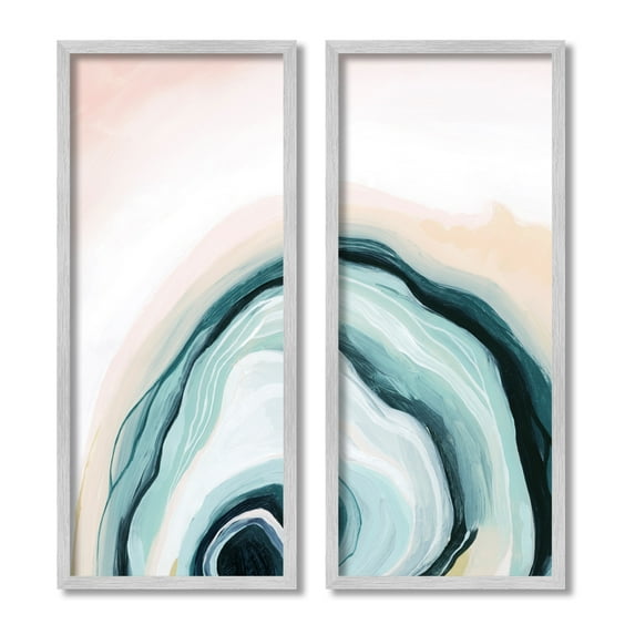 Stupell Indtries Abstract Seashell Interior Round Curves Blue Beige,10 x 24,Design by Grace Popp