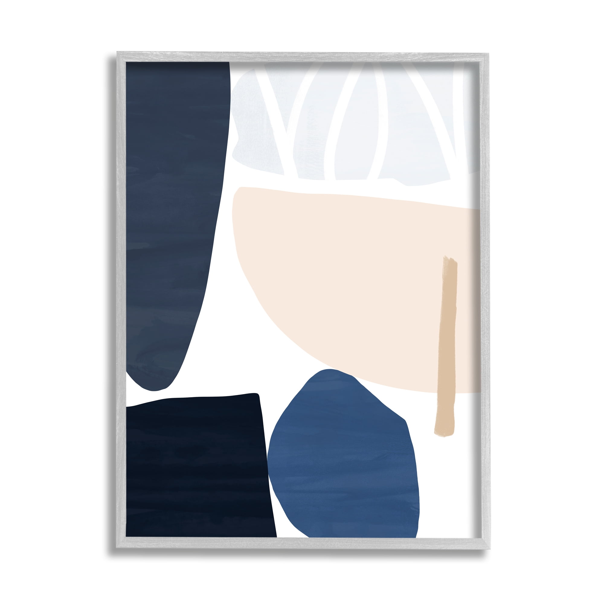 Stupell Indtries Abstract Shape Collage Modern Blue Pink Beige ,16 x 20,Design by Victoria Barnes