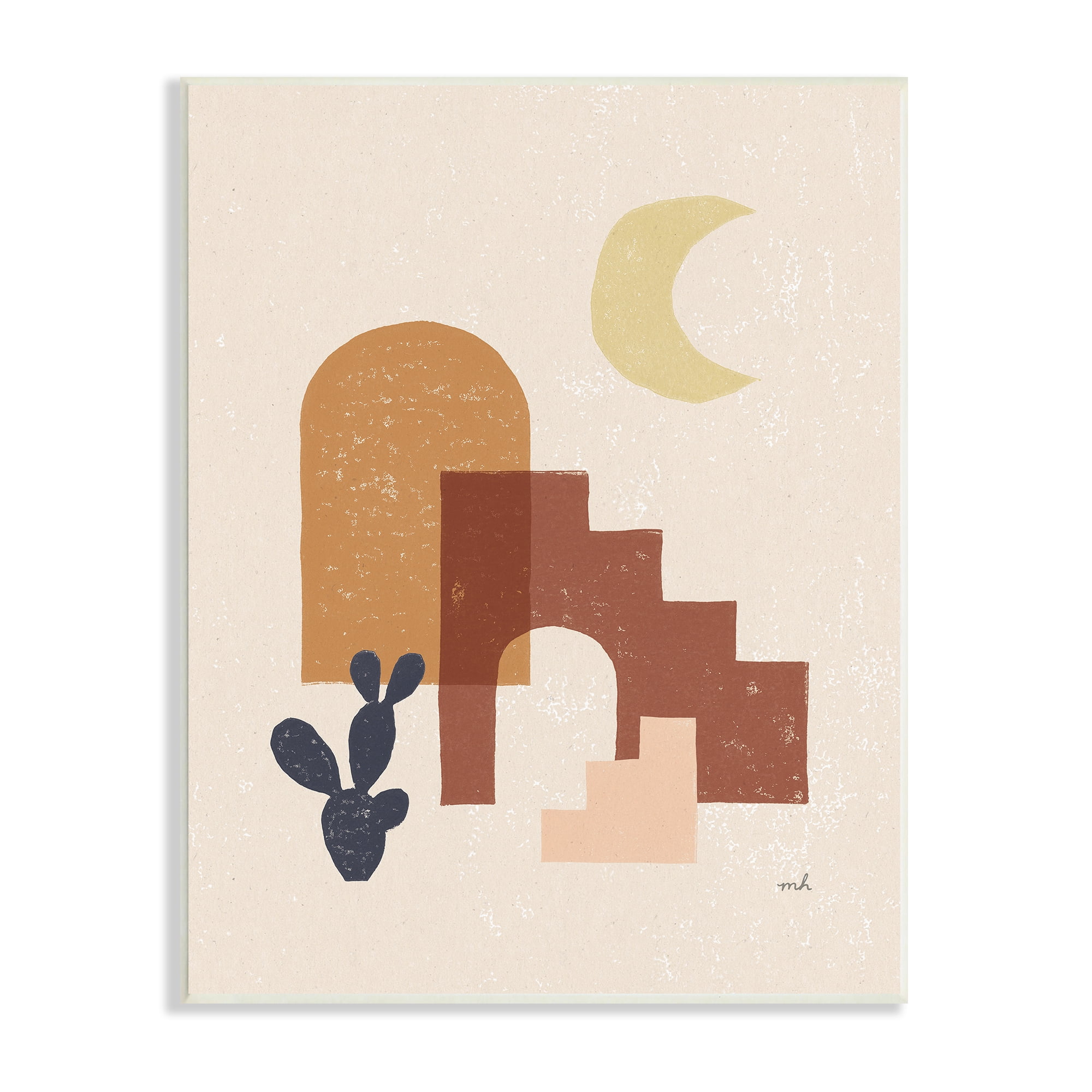 Stupell Indtries Abstract Terracotta Architecture Geometric Shapes Crescent Moon Cact,10 x 15,Design by Moira Hershey