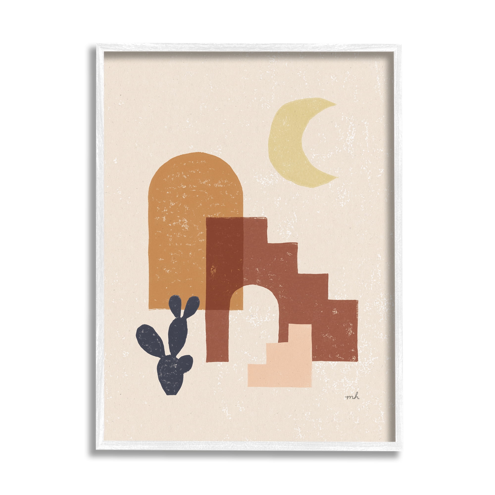 Stupell Indtries Abstract Terracotta Architecture Geometric Shapes Crescent Moon Cact,11 x 14,Design by Moira Hershey