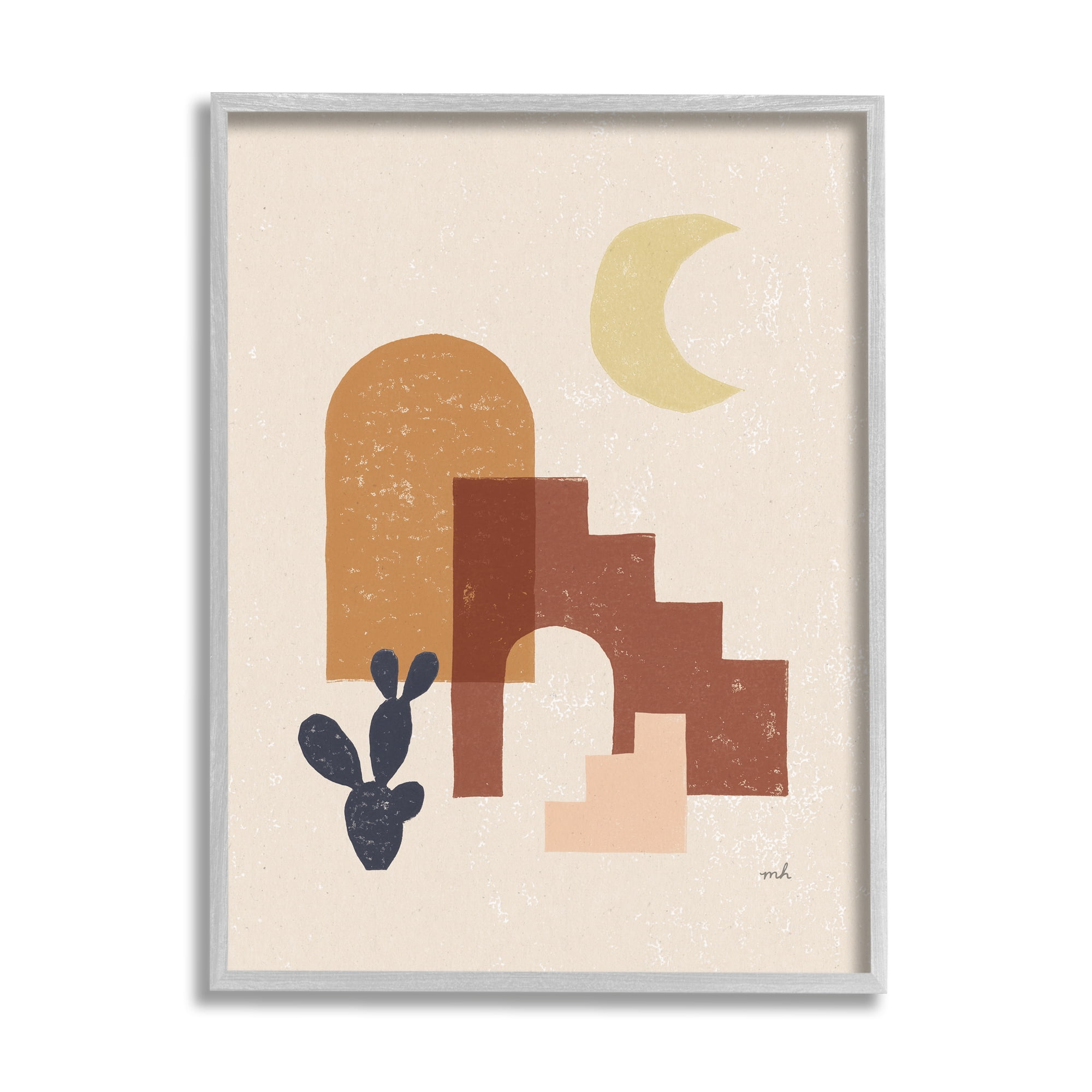 Stupell Indtries Abstract Terracotta Architecture Geometric Shapes Crescent Moon Cact,16 x 20,Design by Moira Hershey