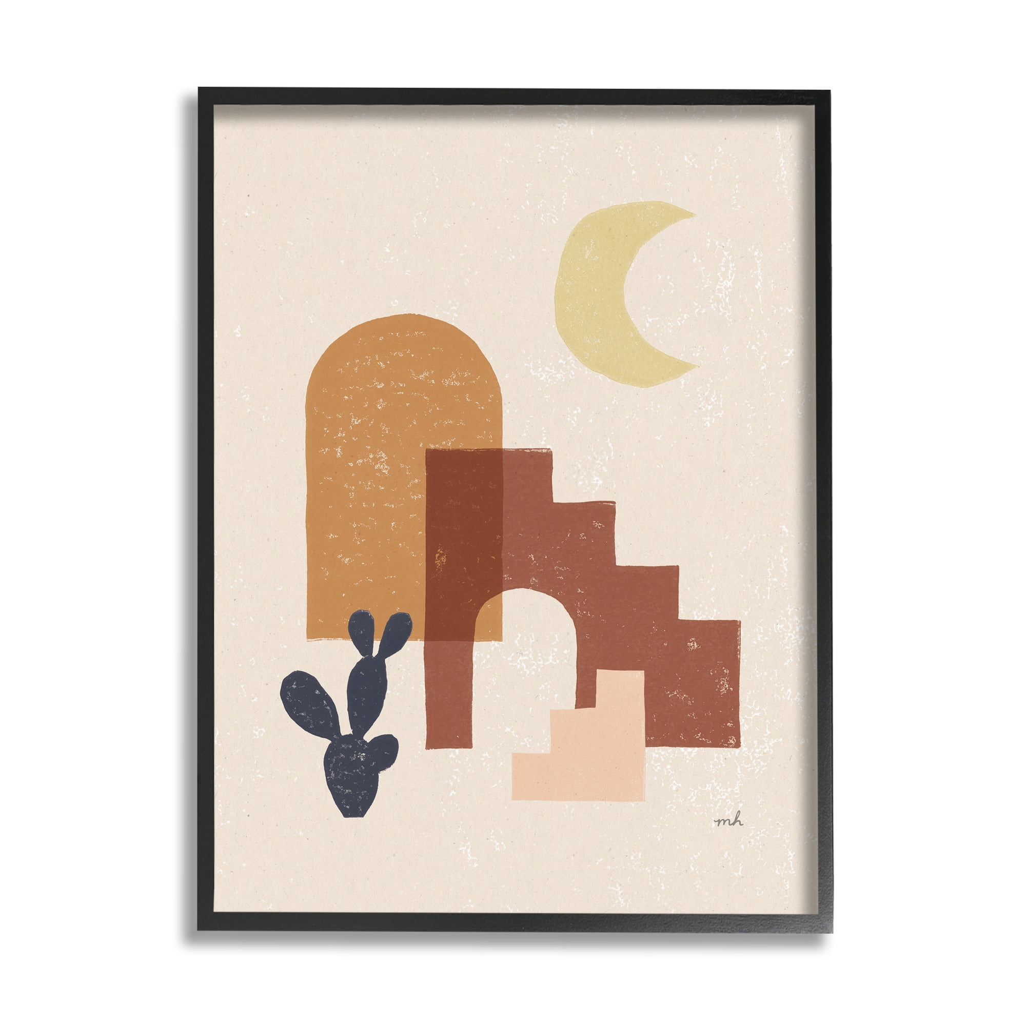 Stupell Indtries Abstract Terracotta Architecture Geometric Shapes Crescent Moon Cact,24 x 30,Design by Moira Hershey