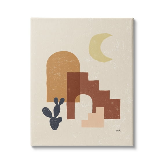 Stupell Indtries Abstract Terracotta Architecture Geometric Shapes Crescent Moon Cact,36 x 48,Design by Moira Hershey