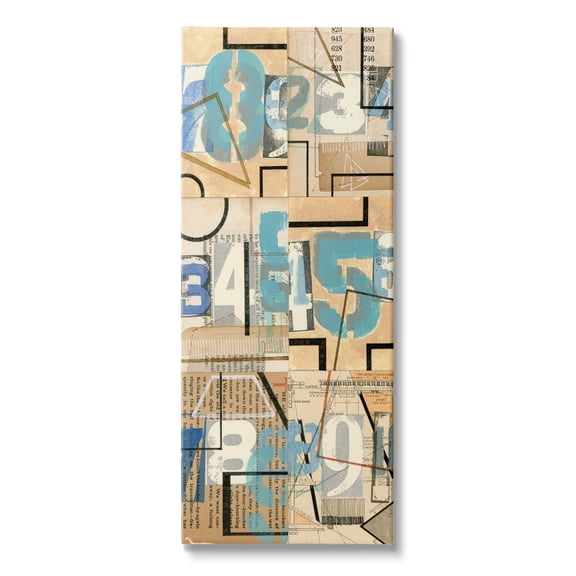 Stupell Indtries Abstract Textbook Cutout Collage Bold Painted Numbers,13 x 30,Design by Nikki Galapon