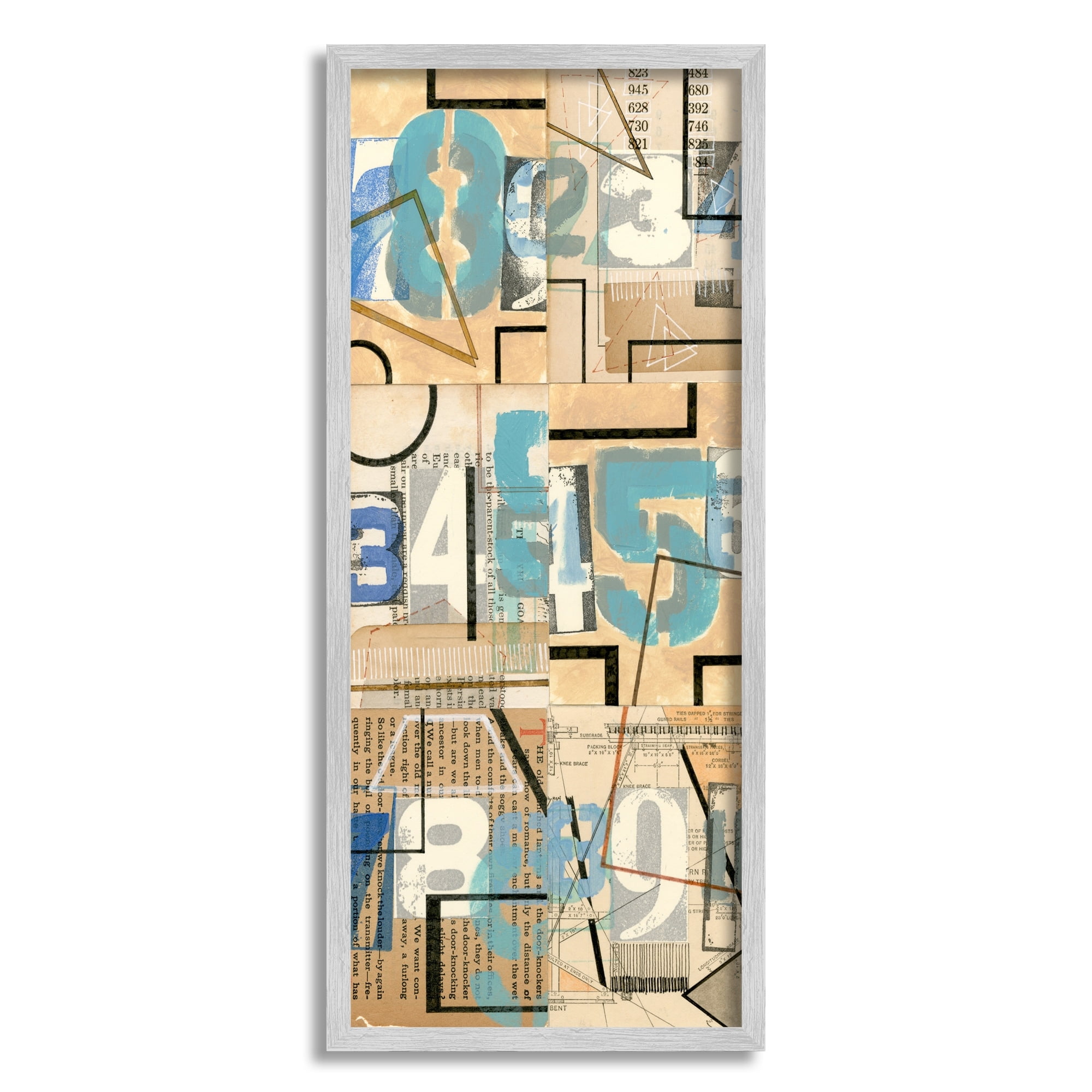 Stupell Indtries Abstract Textbook Cutout Collage Bold Painted Numbers,13 x 30,Design by Nikki Galapon
