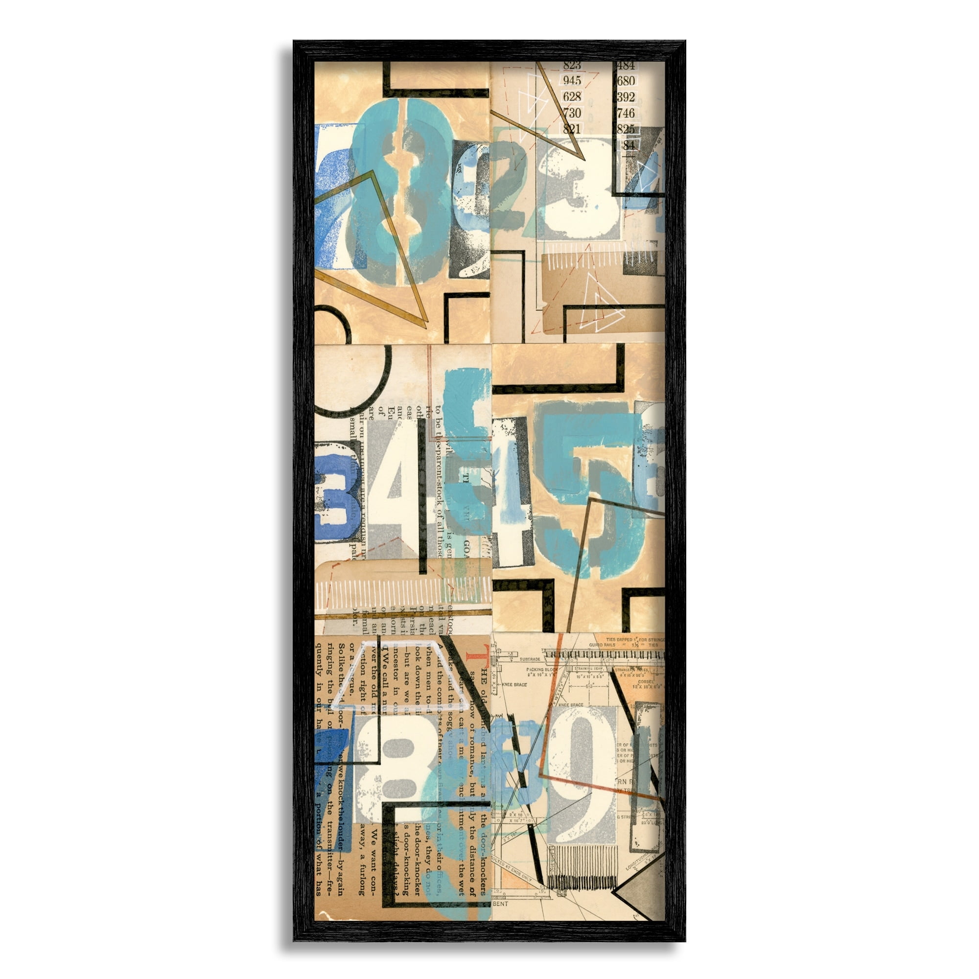 Stupell Indtries Abstract Textbook Cutout Collage Bold Painted Numbers,13 x 30,Design by Nikki Galapon