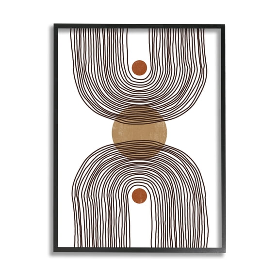 Stupell Indtries Asymmetrical Rainbow Reflection Abstract Round Shapes Brown White,11 x 14,Design by JJ Design Hoe LLC