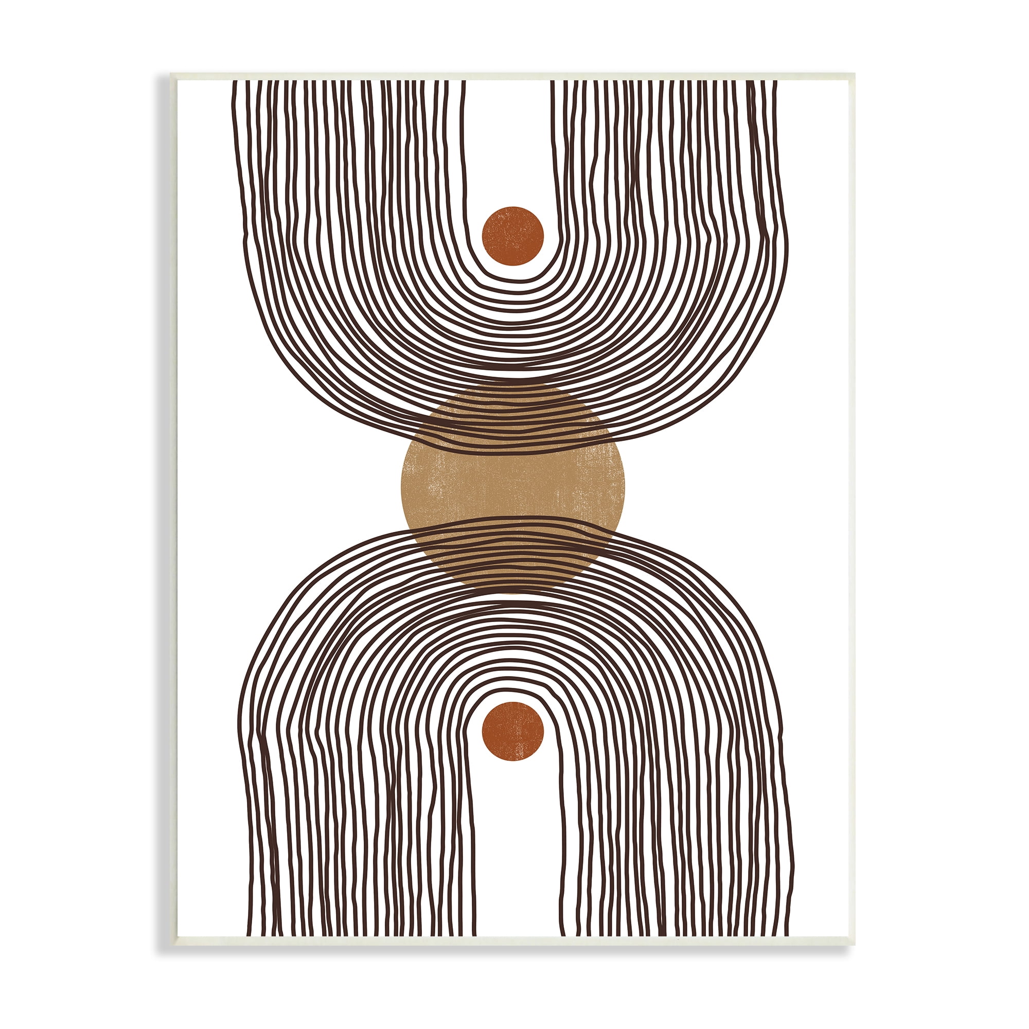 Stupell Indtries Asymmetrical Rainbow Reflection Abstract Round Shapes Brown White,13 x 19,Design by JJ Design Hoe LLC