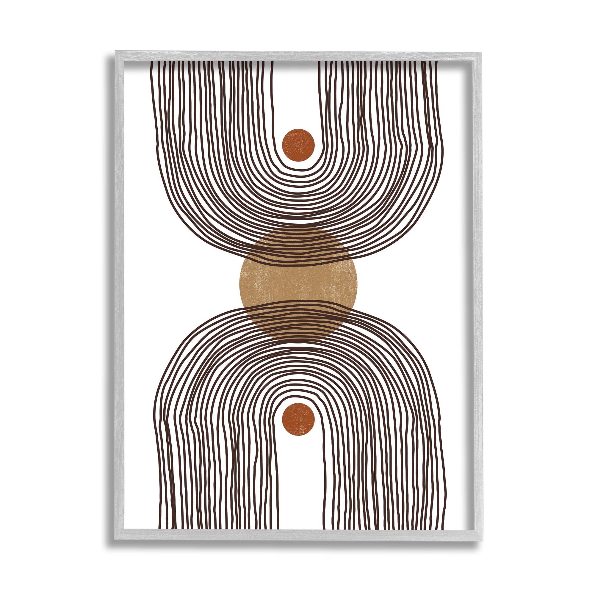 Stupell Indtries Asymmetrical Rainbow Reflection Abstract Round Shapes Brown White,16 x 20,Design by JJ Design Hoe LLC