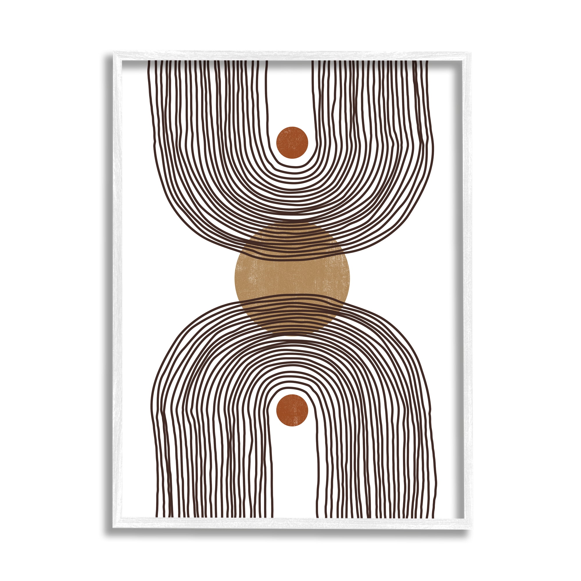 Stupell Indtries Asymmetrical Rainbow Reflection Abstract Round Shapes Brown White,24 x 30,Design by JJ Design Hoe LLC