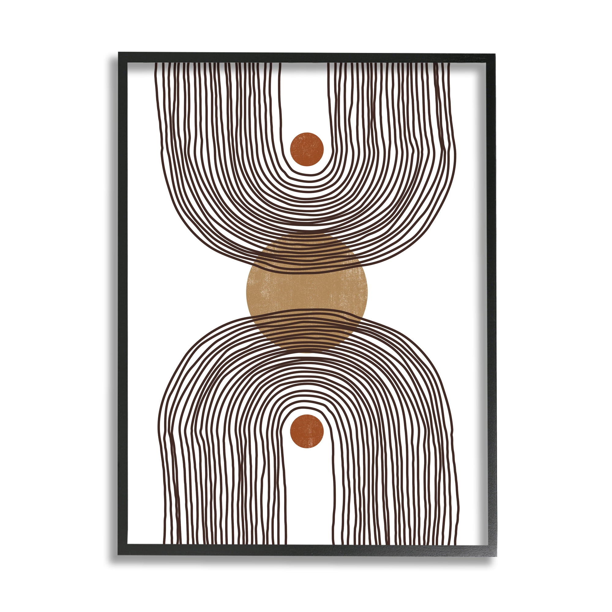 Stupell Indtries Asymmetrical Rainbow Reflection Abstract Round Shapes Brown White,24 x 30,Design by JJ Design Hoe LLC