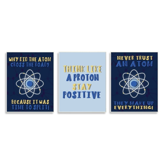 Stupell Indtries Atom Cross The Road Scientific Humor Blue Molecules,10 x 15,Design by Daphne Polselli