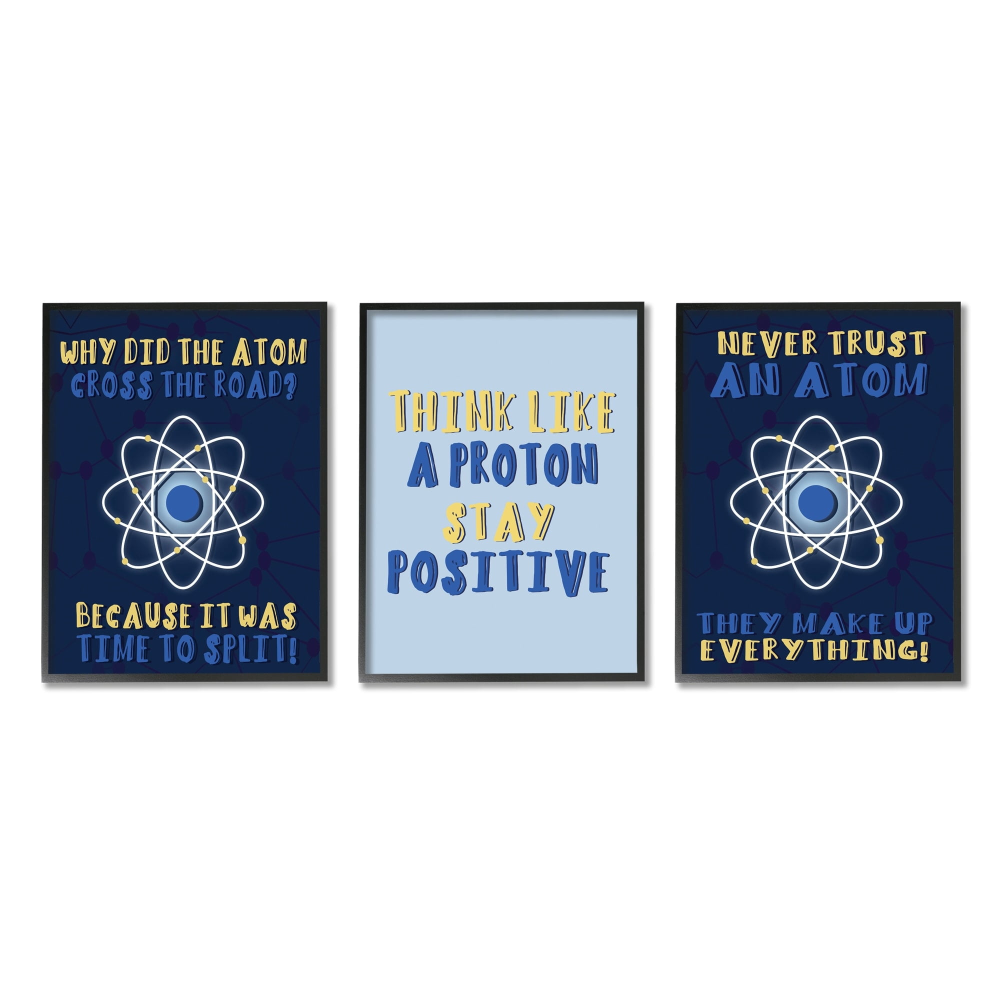 Stupell Indtries Atom Cross The Road Scientific Humor Blue Molecules,11 x 14,Design by Daphne Polselli