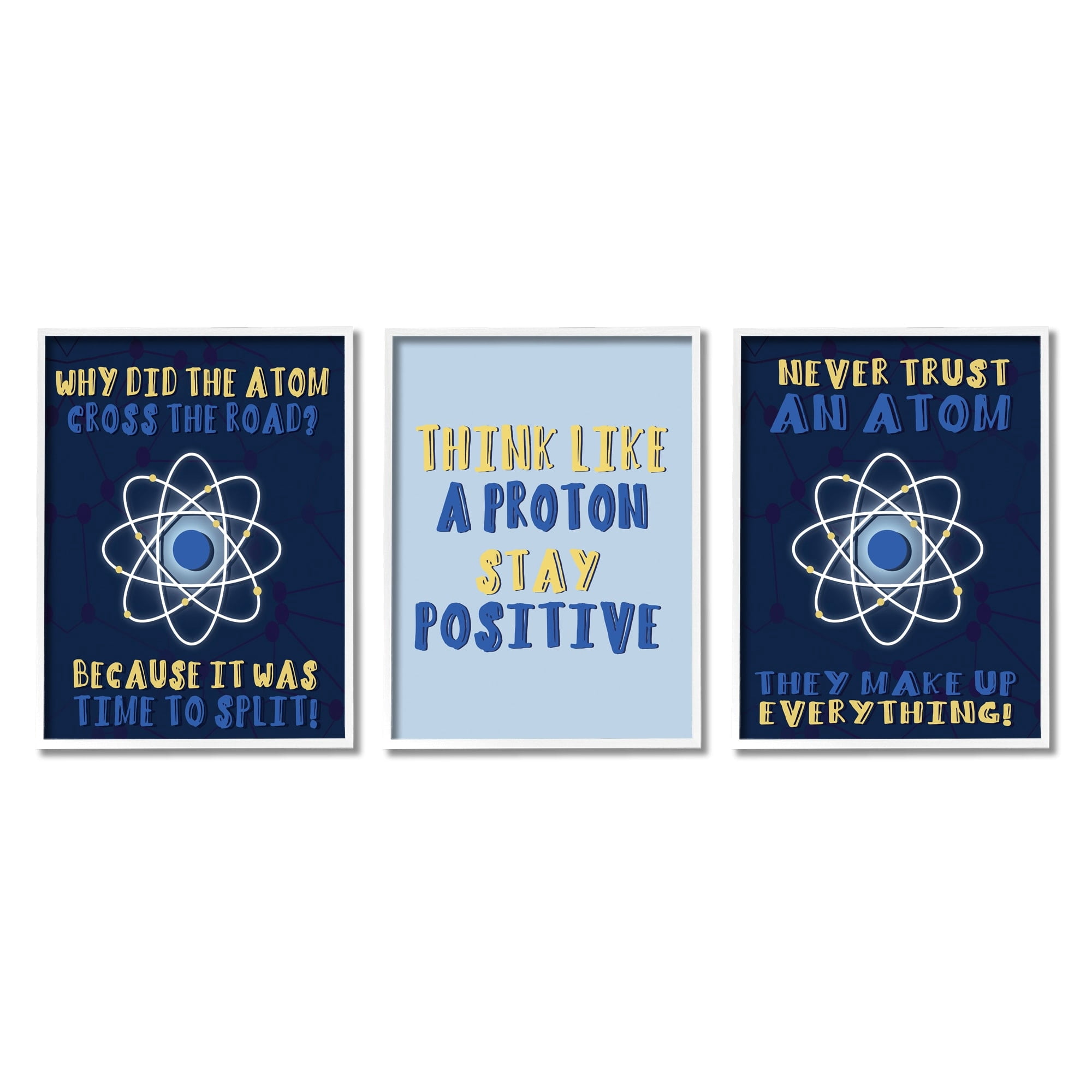 Stupell Indtries Atom Cross The Road Scientific Humor Blue Molecules,11 x 14,Design by Daphne Polselli