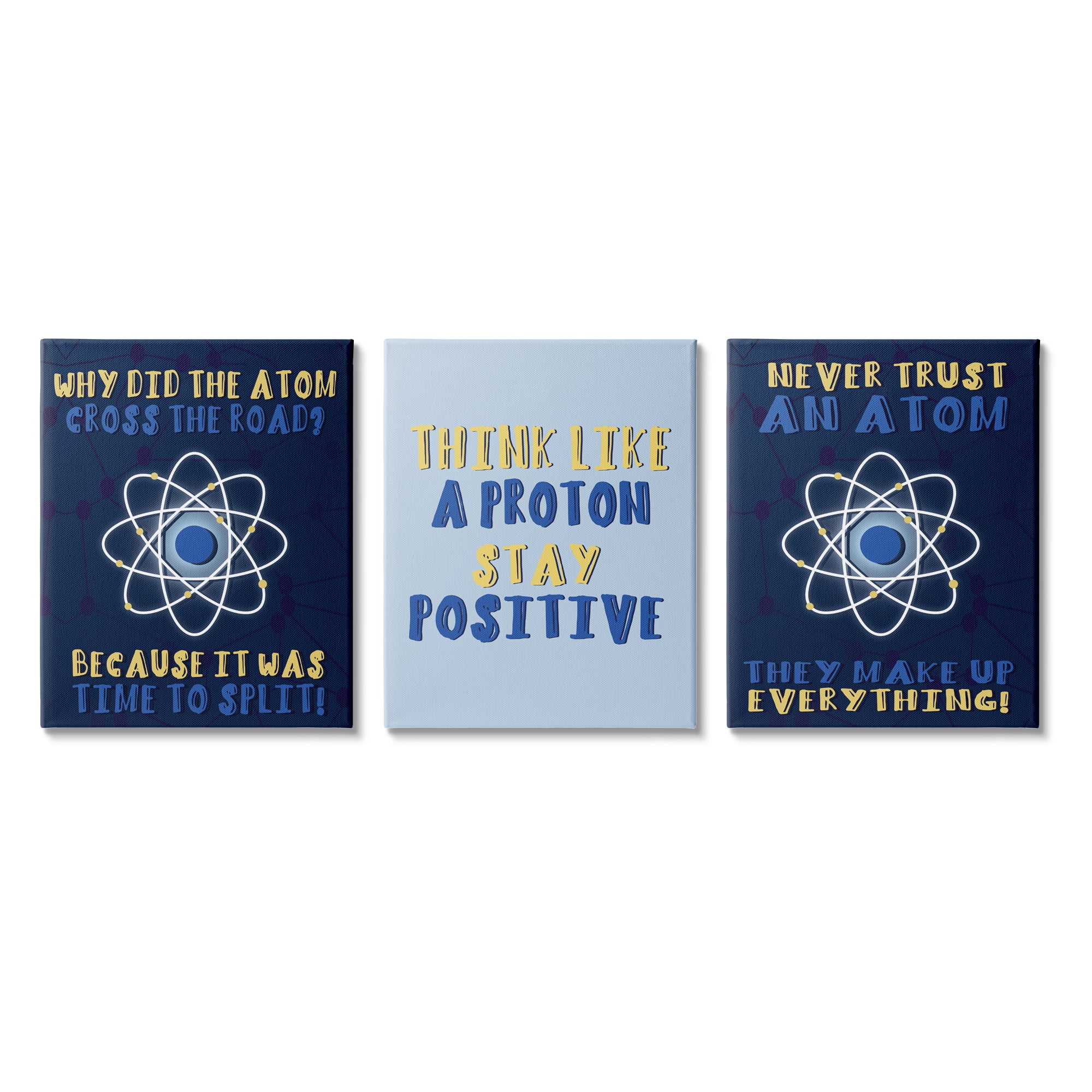 Stupell Indtries Atom Cross The Road Scientific Humor Blue Molecules,16 x 20,Design by Daphne Polselli