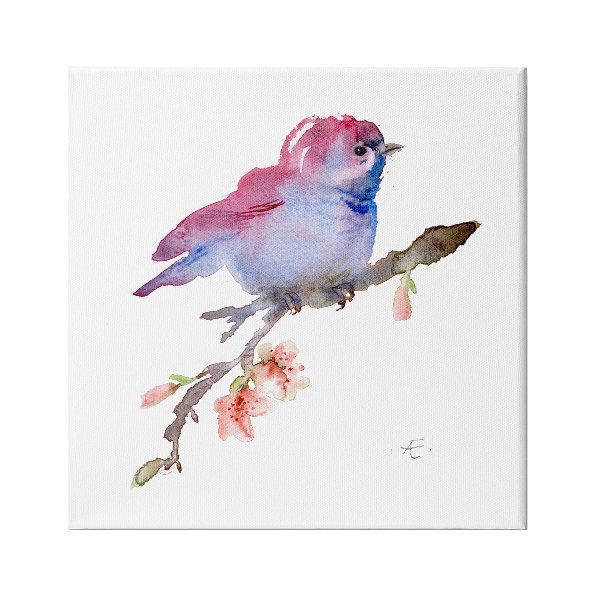 Stupell Indtries Baby Bird Blooming Spring Blossom Tree Branch ,17 x 17,Design by Verbrugge Watercolor