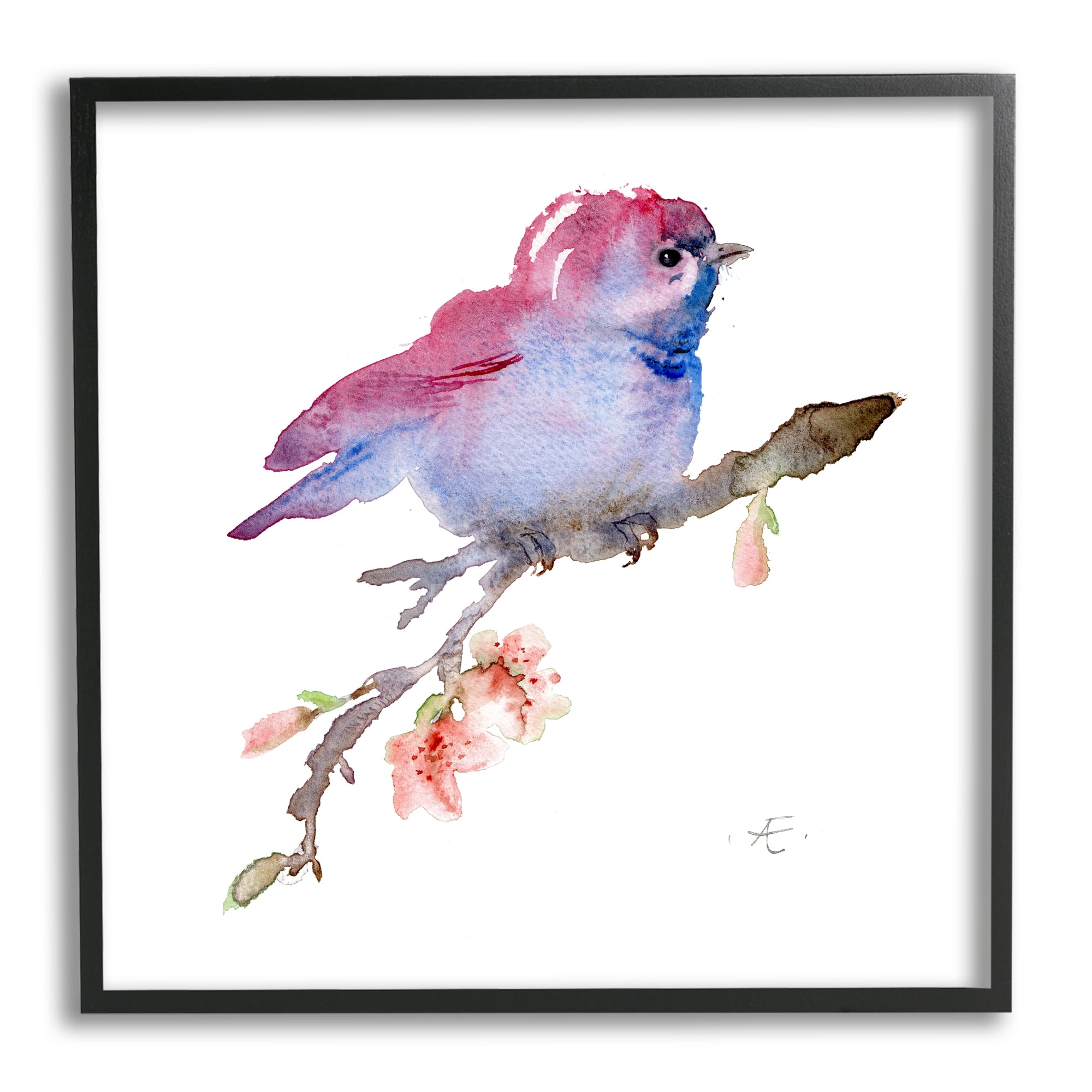 Stupell Indtries Baby Bird Blooming Spring Blossom Tree Branch ,17 x 30,Design by Verbrugge Watercolor