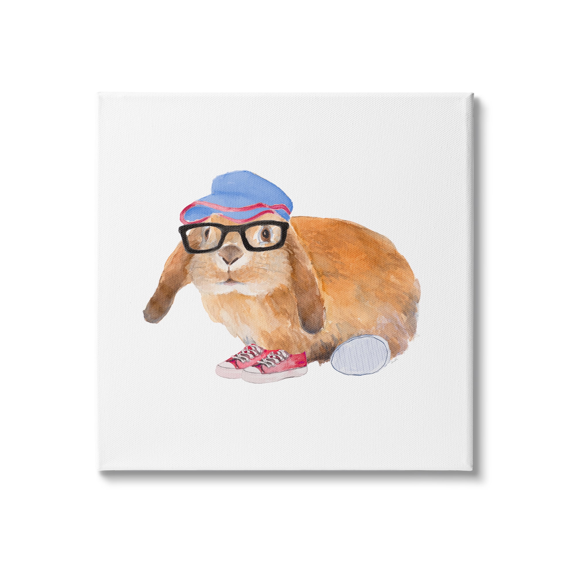Stupell Indtries Baby Rabbit Glasses Blue Hat Playful Red Shoes,30 x 30,Design by Lanie Loreth