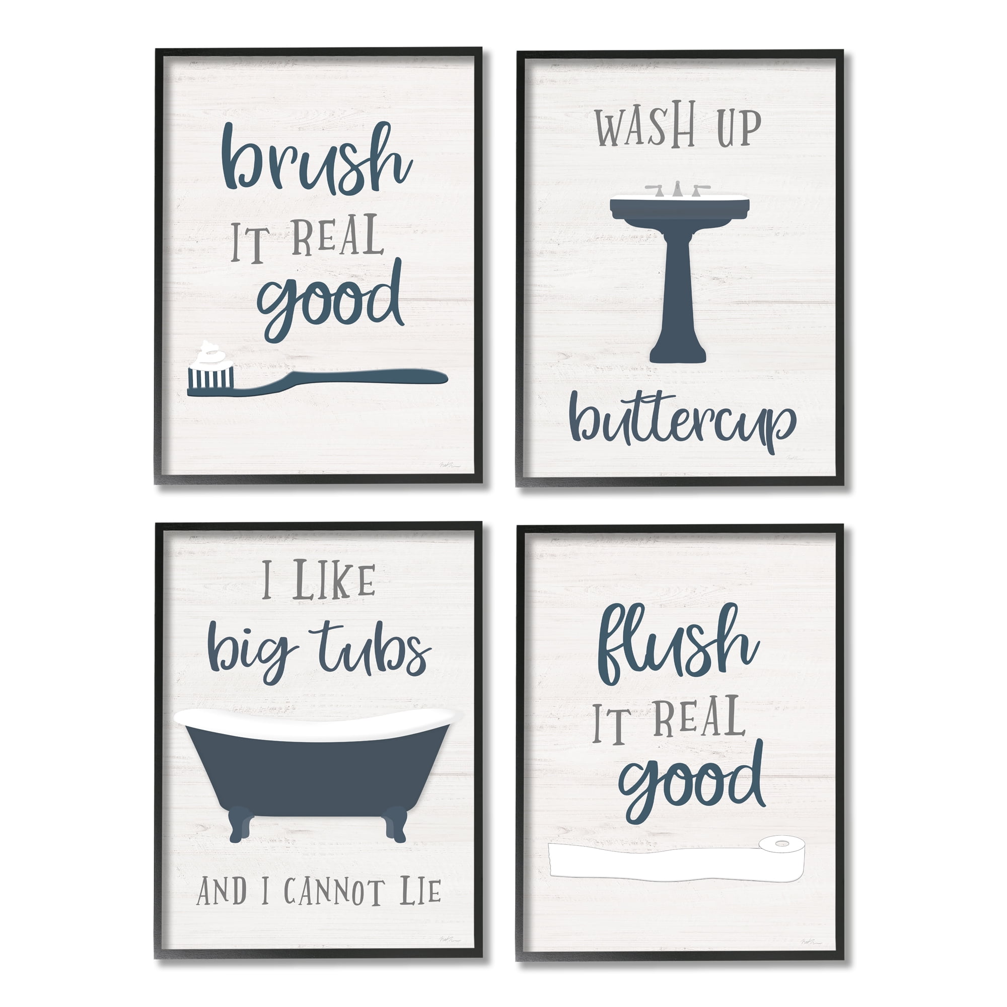 Stupell Indtries Bathroom Rules Humor Good Hygiene Puns Blue Grey,16 x 20,Design by Natalie Carpentieri