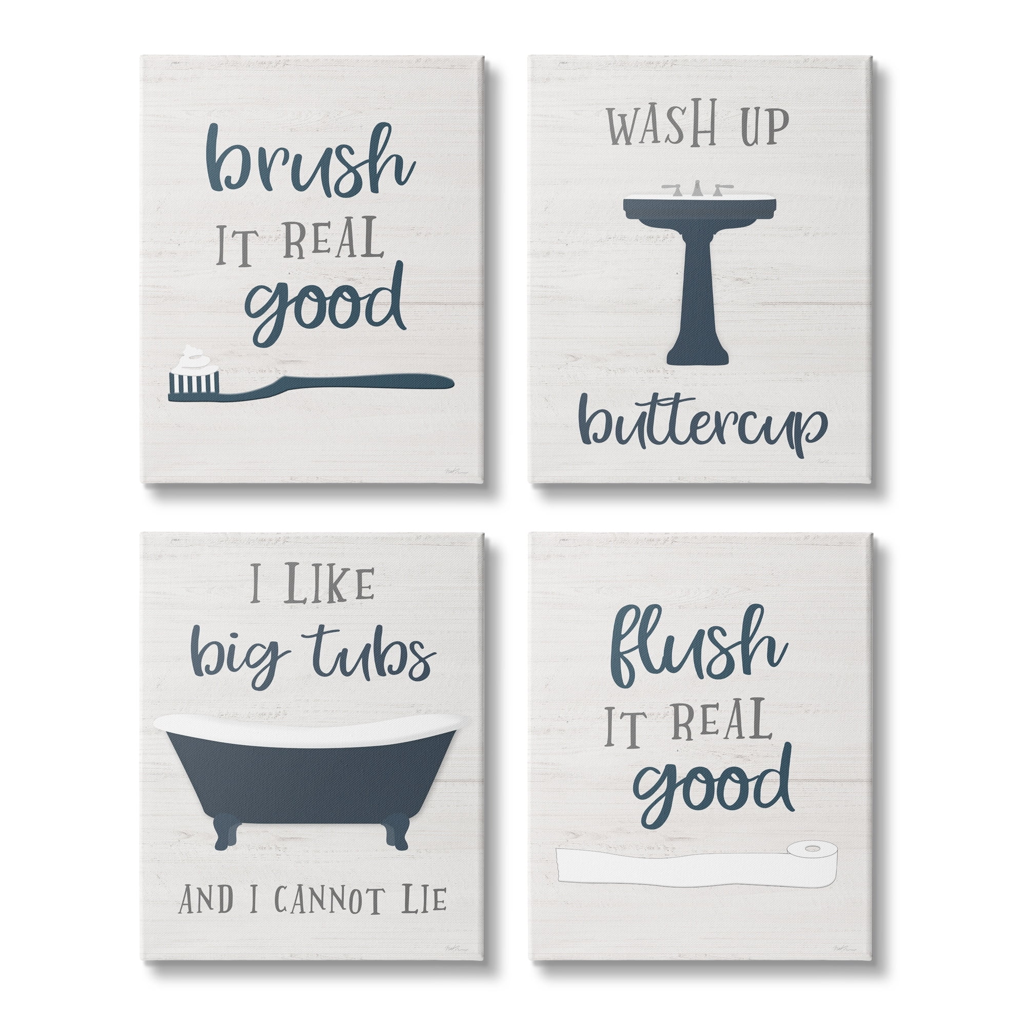 Stupell Indtries Bathroom Rules Humor Good Hygiene Puns Blue Grey,16 x 20,Design by Natalie Carpentieri