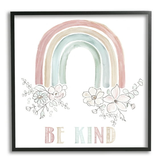 Stupell Indtries Be Kind Phrase Spring Florals Soft Tone Rainbow,12 x 12,Design by Nan