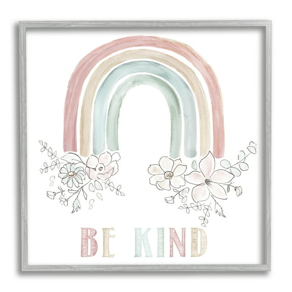 Stupell Indtries Be Kind Phrase Spring Florals Soft Tone Rainbow,17 x 17,Design by Nan