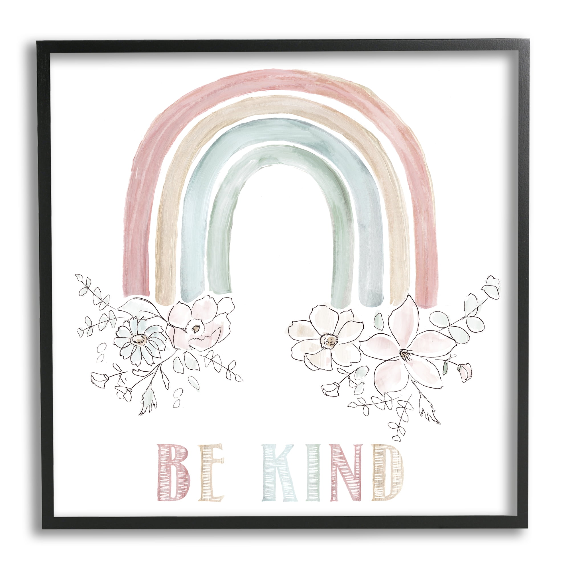 Stupell Indtries Be Kind Phrase Spring Florals Soft Tone Rainbow,17 x 30,Design by Nan
