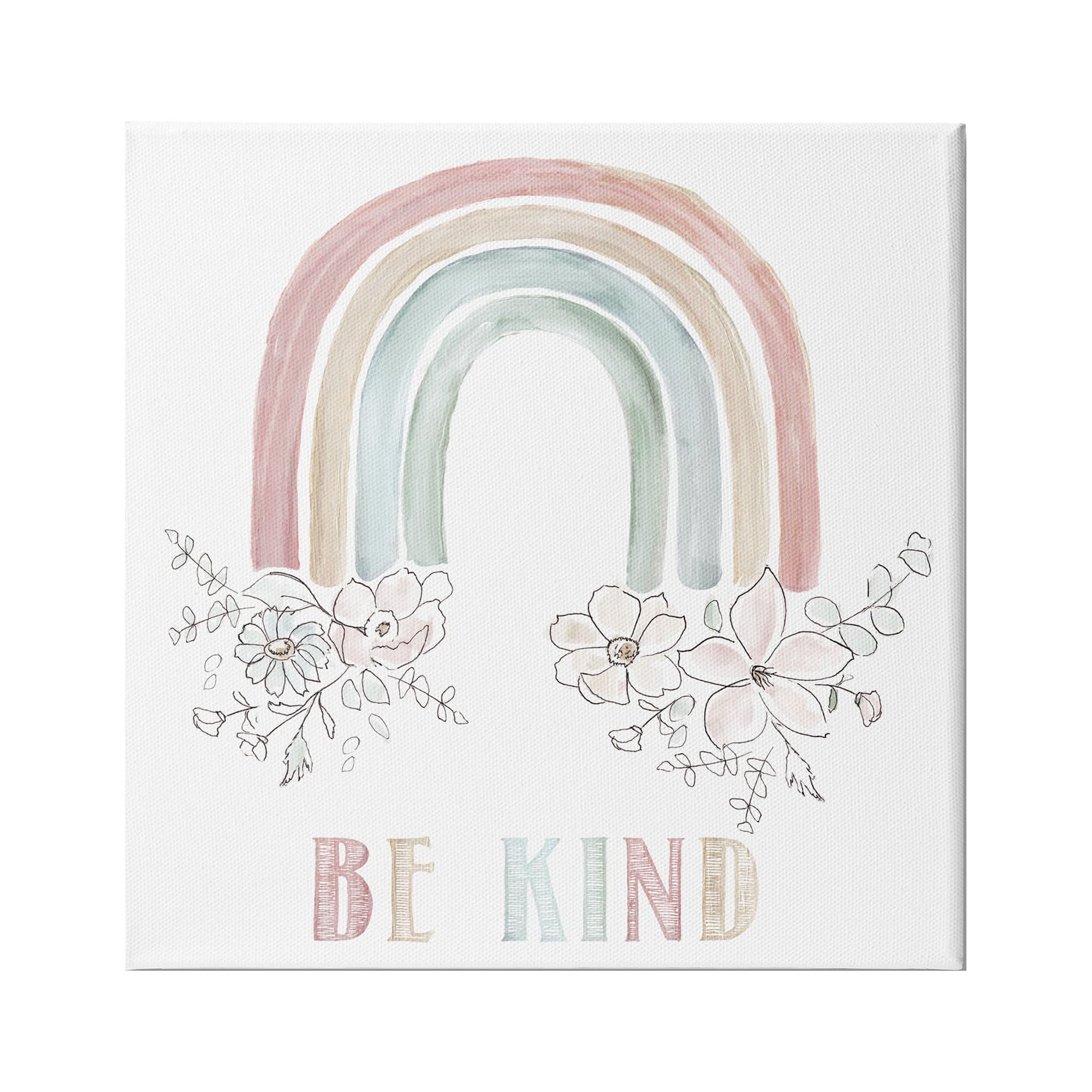 Stupell Indtries Be Kind Phrase Spring Florals Soft Tone Rainbow,36 x 36,Design by Nan