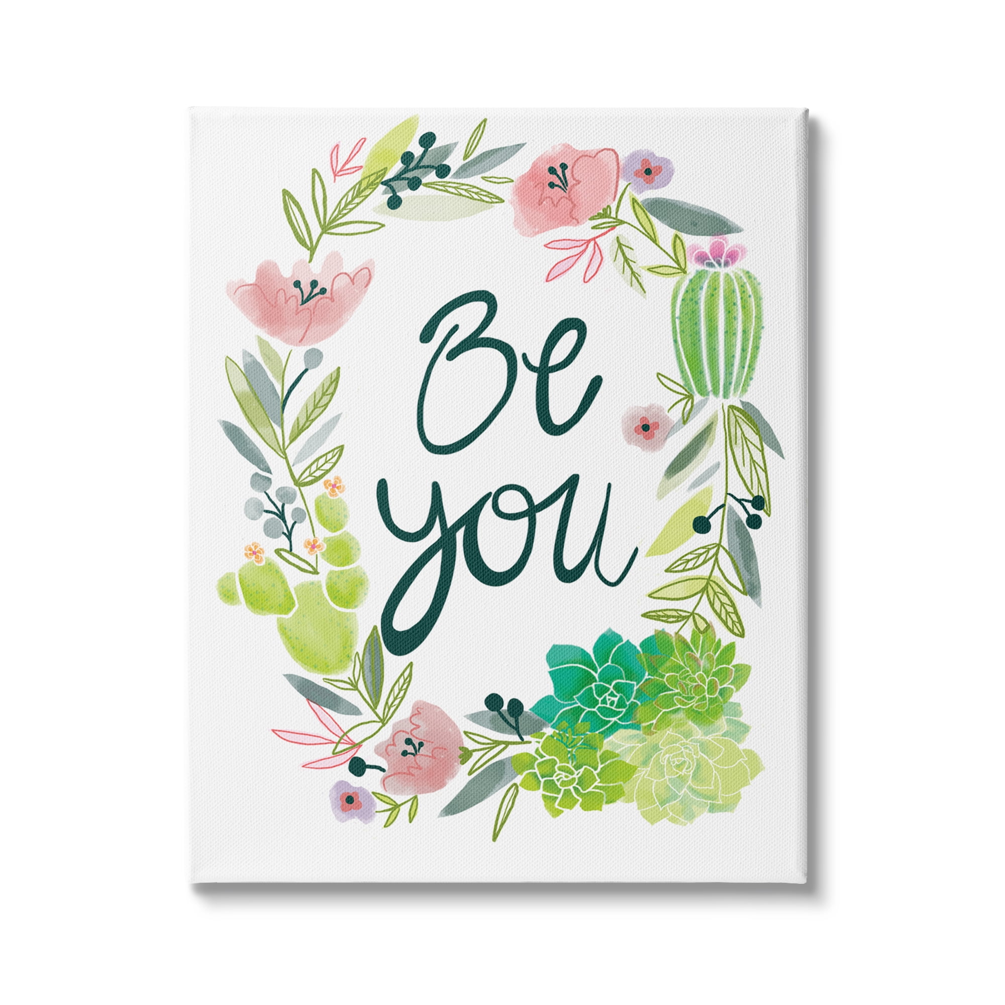 Stupell Indtries Be You Phrase Western Dessert Cact Flower Wreath,30 x 40,Design by ND Art