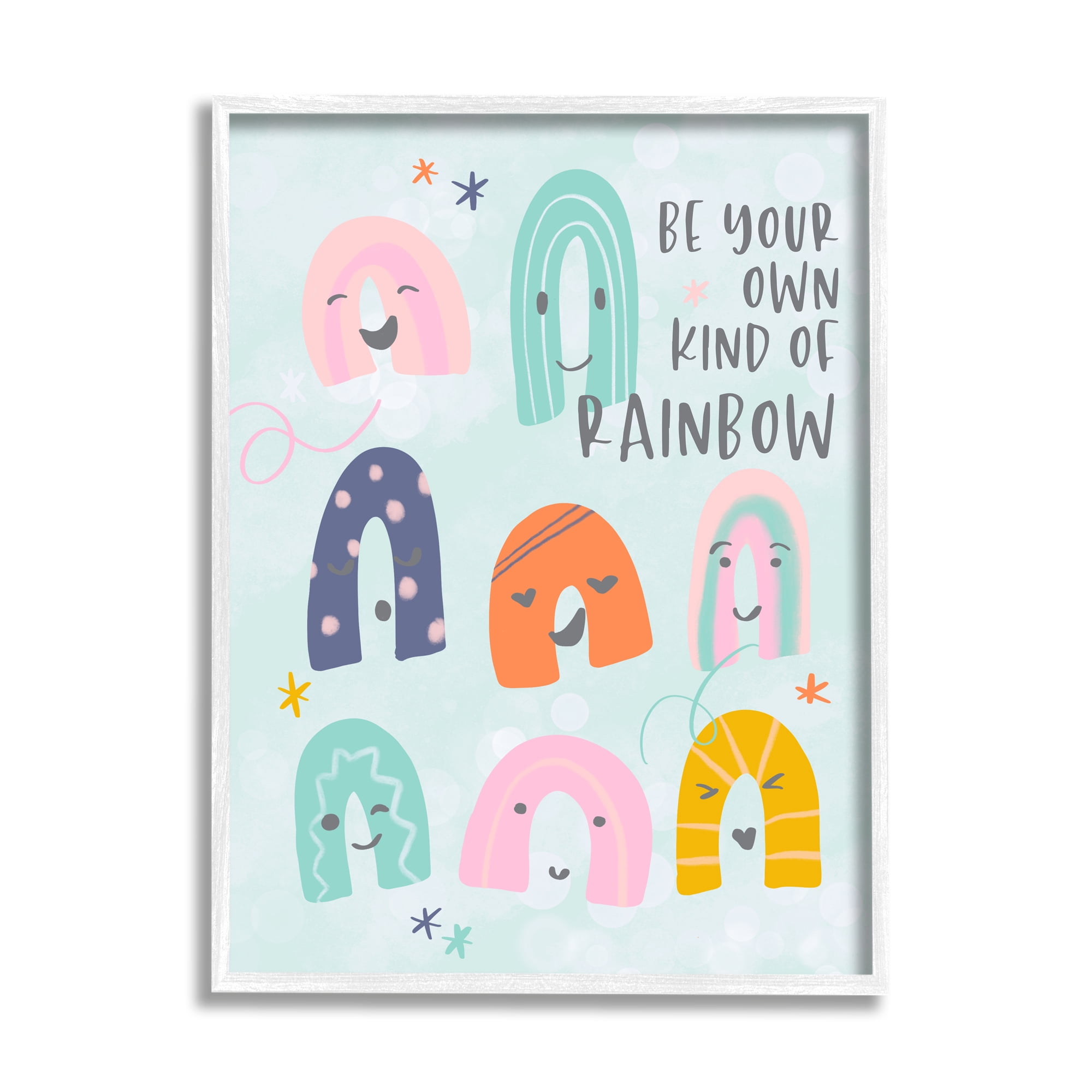 Stupell Indtries Be Your Own Rainbow Phrase Playful Kid's Illtration,24 x 30,Design by Anna Quach