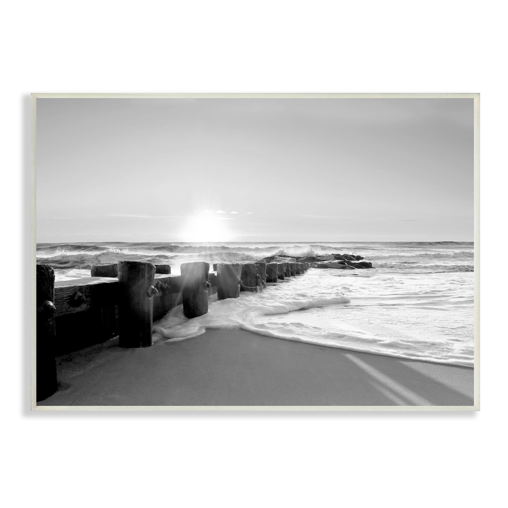 Stupell Indtries Beach Tide Sea Foam Landscape Black White Photography,19 x 13,Design by Natalie Carpentieri