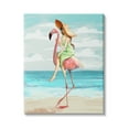 thumbnail image 1 of Stupell Indtries Beach Woman Riding Pink Flamingo Tall Tropical Bird,30 x 40,Design by Ziwei Li, 1 of 6