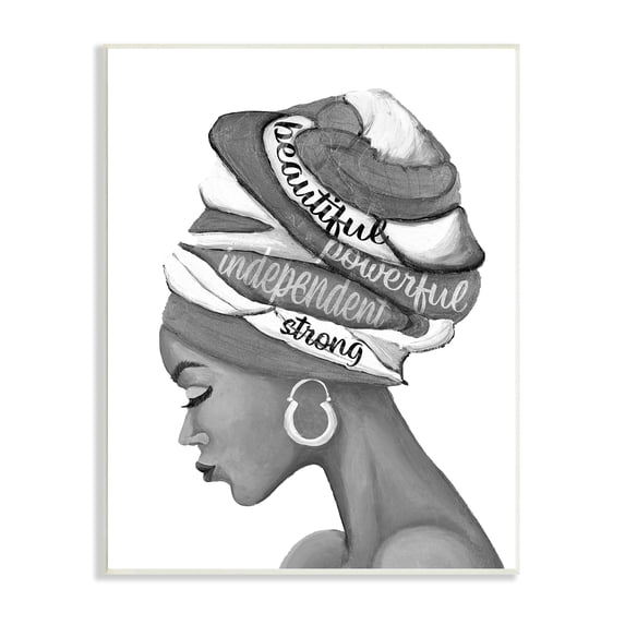 Stupell Indtries Beautiful Powerful Independent Phrases Woman with Headwrap,13 x 19,Design by Gina Ritter