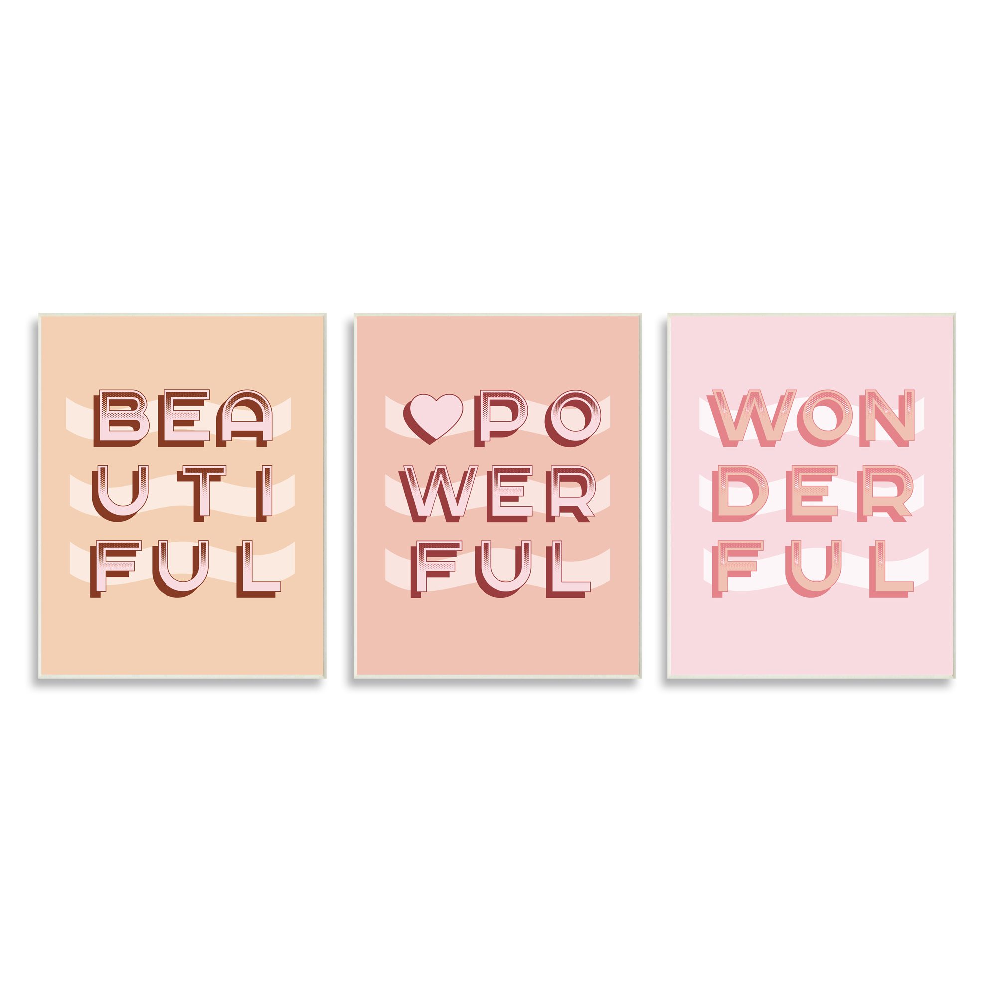 Stupell Indtries Beautiful Powerful Wonderful Encouragement Pink White Heart,13 x 19,Design by Daphne Polselli