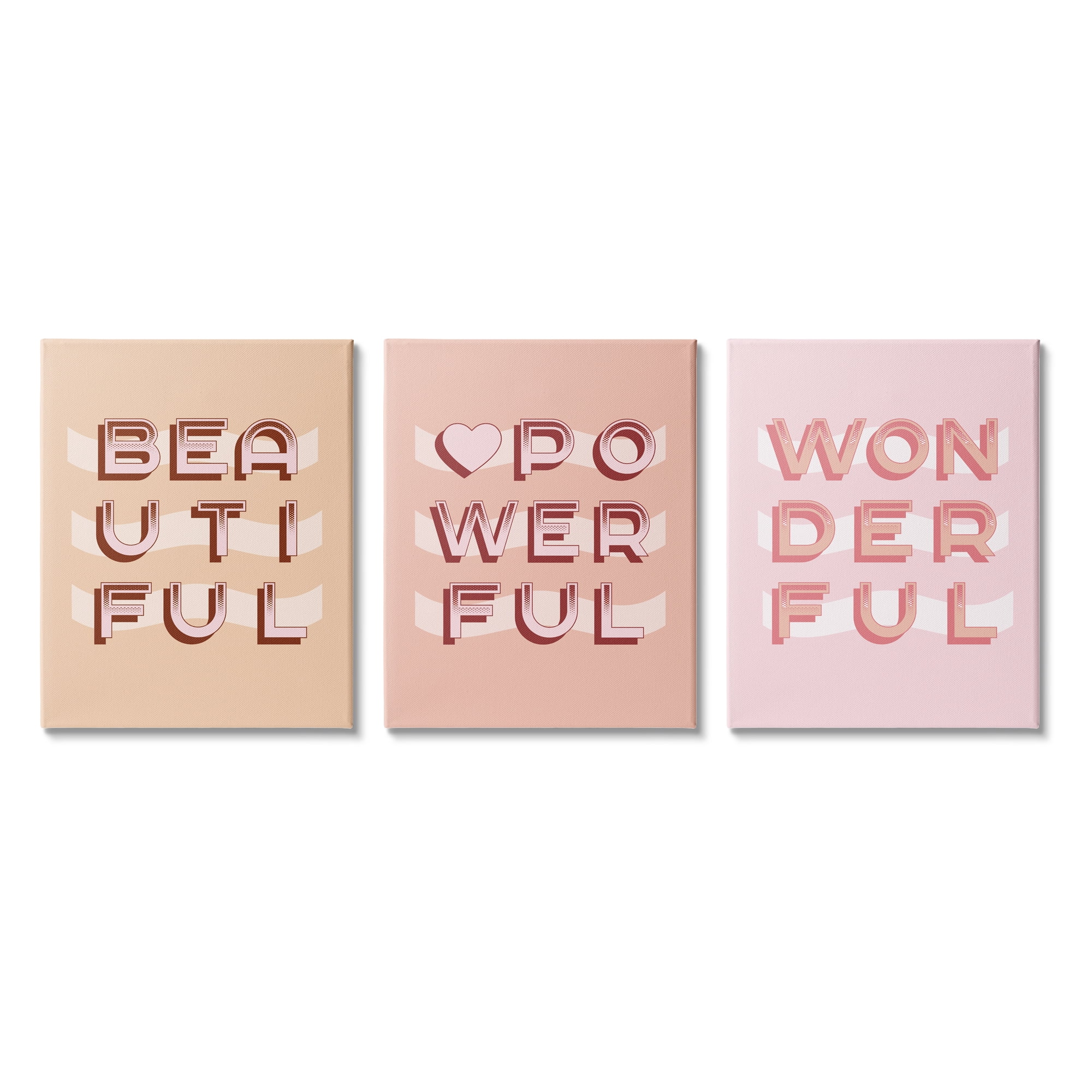 Stupell Indtries Beautiful Powerful Wonderful Encouragement Pink White Heart,24 x 30,Design by Daphne Polselli