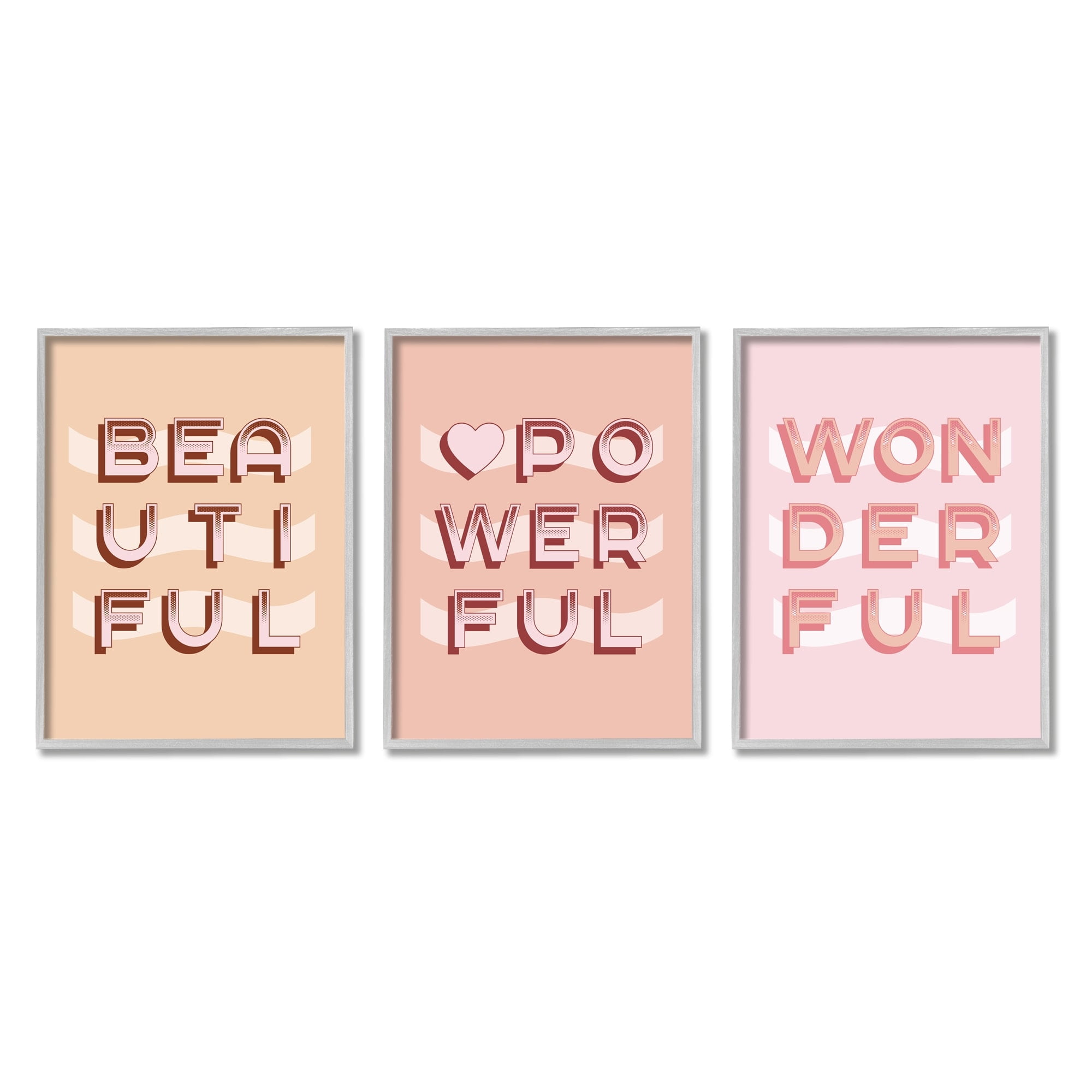 Stupell Indtries Beautiful Powerful Wonderful Encouragement Pink White Heart,24 x 30,Design by Daphne Polselli