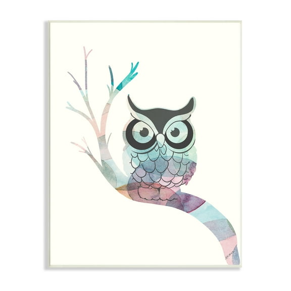 Stupell Indtries Big Eye Owl Perched Minimal Abstract Tree Branch,13 x 19,Design by Ann Marie Coolick