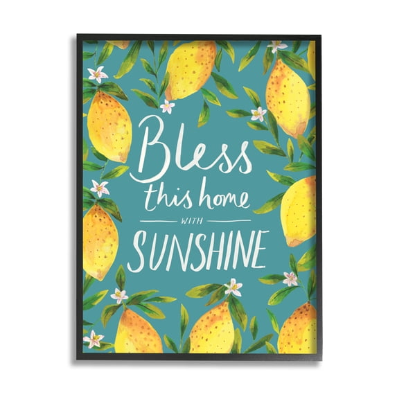 Stupell Indtries Bless This Home with Sunshine Phrase Spring Lemons,24 x 30,Design by Heather McLaughlin
